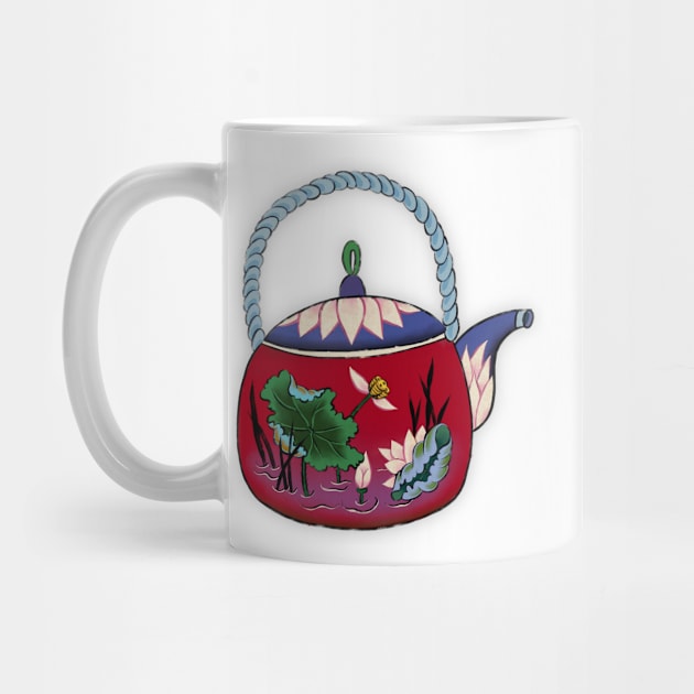 Minhwa: Carmine Teapot (Korean traditional/folk art) by koreanfolkpaint